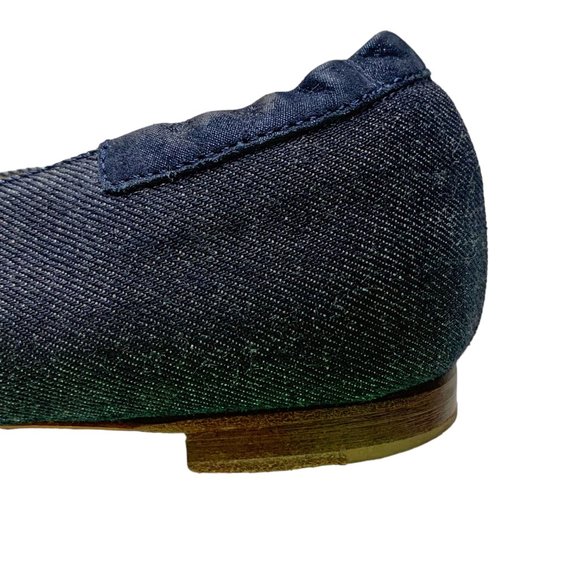 AGL Atilio Giusti Leombruni Denim with  Patent Leather Cap Toe Flats - Picture 7 of 9